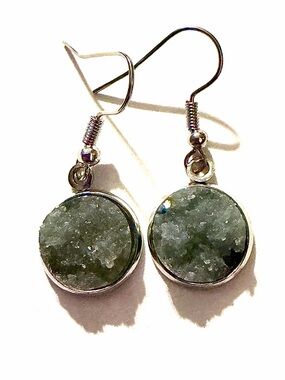 Grey Druzy Dangle Earrings
